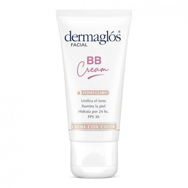 Dermaglos bb cream crema color con factor 30 tono claro, hidratación por 24 horas, unifica el...