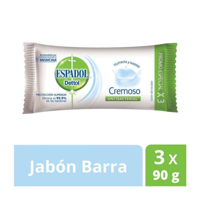 Espadol jabón cremoso x 80 grs x 3 unidades.