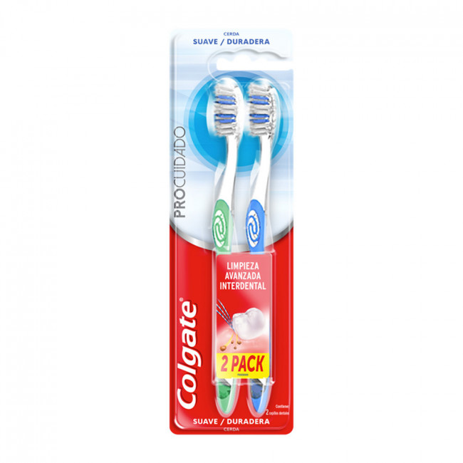 Colgate cepillo dental procuidado suave con cerdas espirales, cabeza compacta y limpiador de...