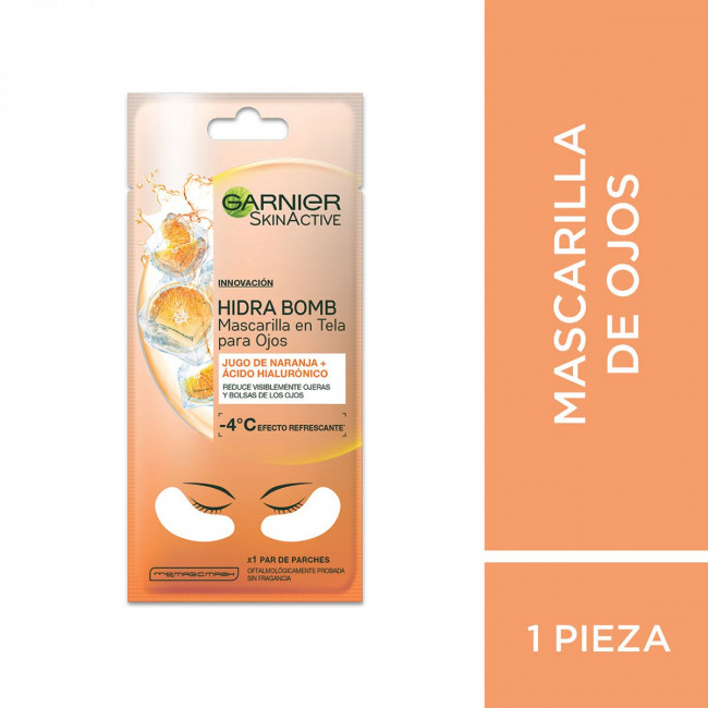 Garnier máscara facial skin active tela ojos hydra bomb orange x 1