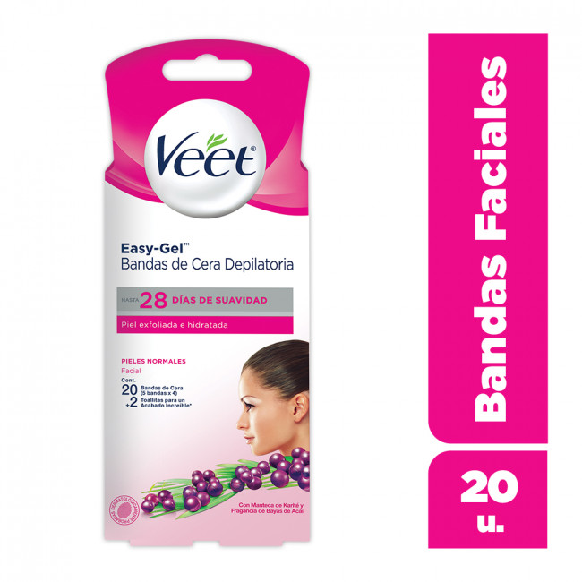 Veet banda depilatoria facial x 20 unidades.