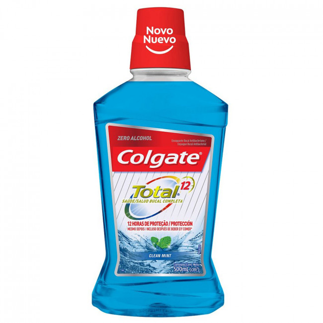 Colgate enjuague bucal total 12 clean mint x 500 ml.