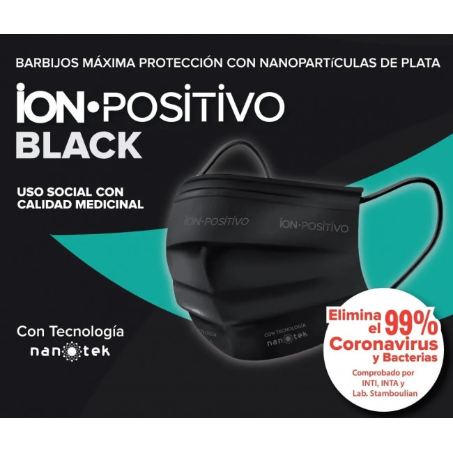 Ion-positivo barbijo color negro x 3 unidades.