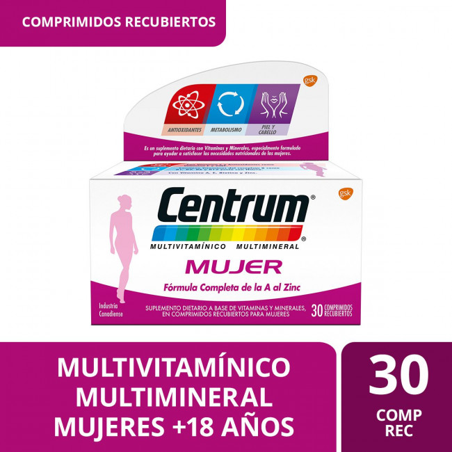 Centrum mujer, suplemento dietario con vitaminas y minerales, formulado para las mujeres x 30...