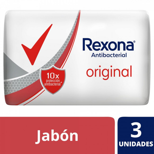 Rexona jabón antibacterial original 3 unidades x 90gr.