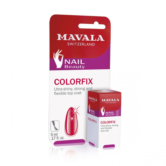 Mavala colorfix top coat reforzado con acryl, brillante, flexible, fija el esmalte y lo protege x...