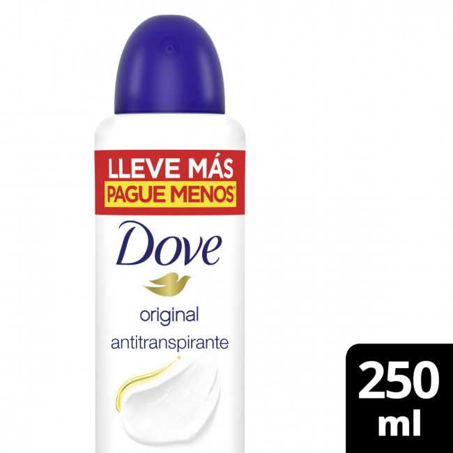 Dove desodorante aerosol mujer antitranspirante original x 250 ml.