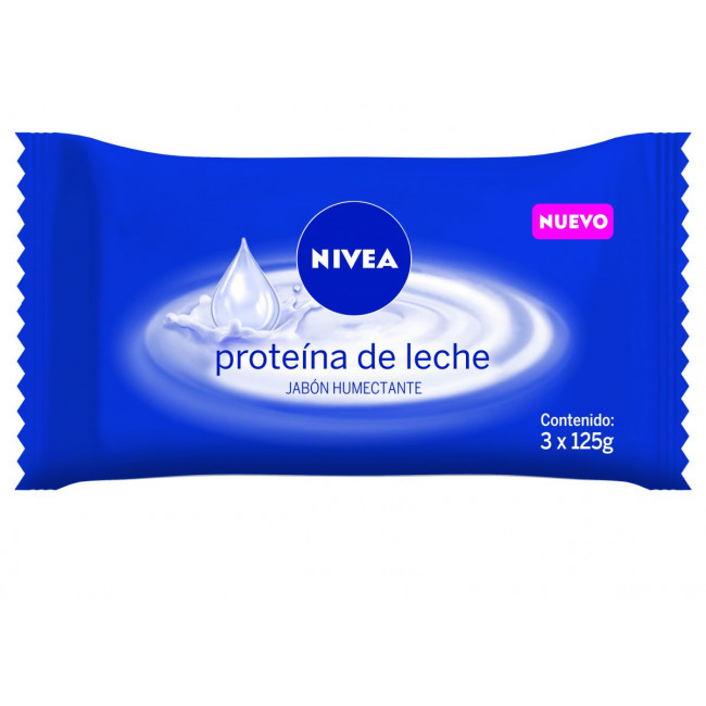 Nivea jabón proteína de la leche humectante x 3 unidades x 125 ml.