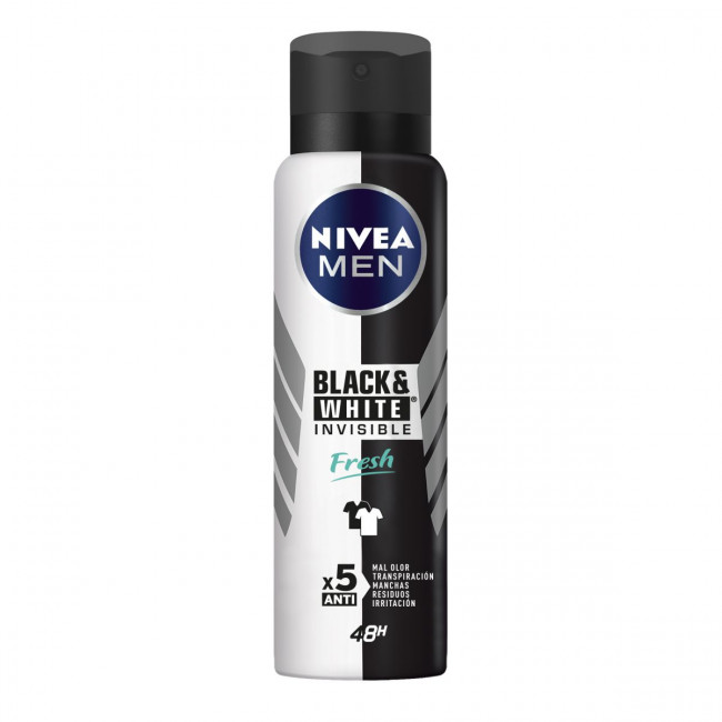 Nivea desodorante men en aerosol invisible black&white fresh x 150 ml.