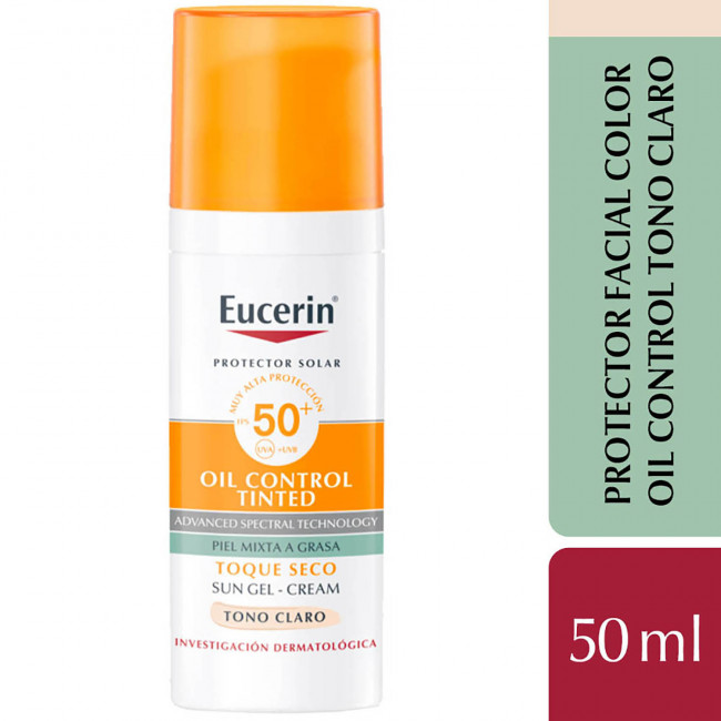 Eucerin solar factor 50 gel toque seco color claro x 50 ml.