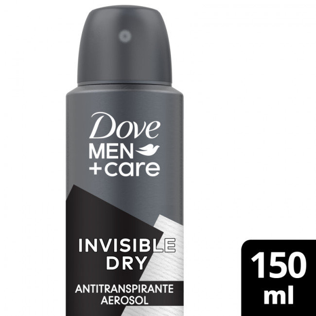 Dove desodorante de hombre invisible dry antimanchas en aerosol x 150 ml.