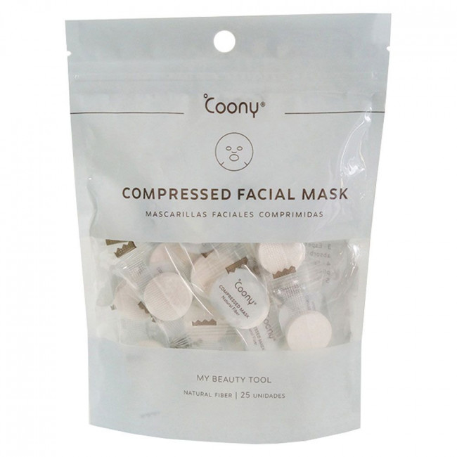 Coony mascarilla facial comprimida x 25, para ser utilizadas con esencia, serúm, etc.