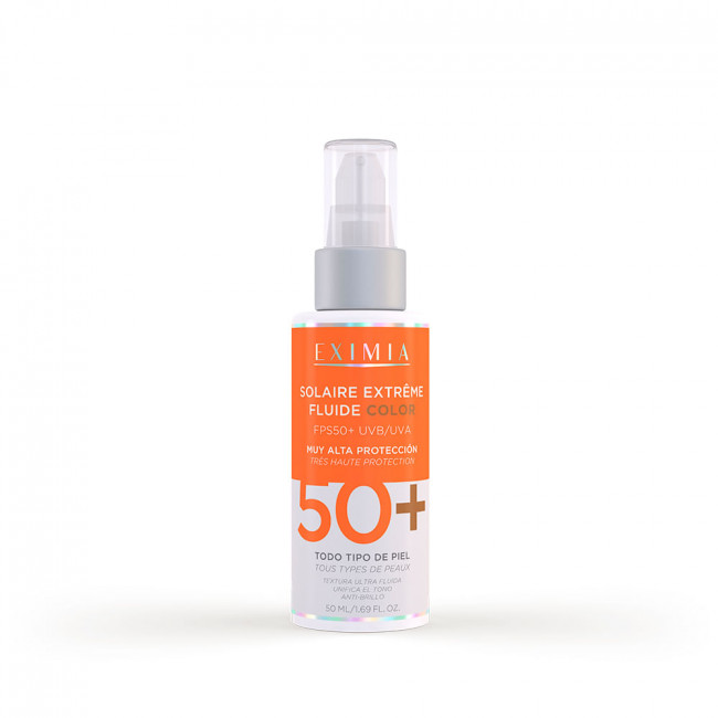 Eximia solaire extreme fluido con color, protector solar factor 50 para todo tipo de piel x 50 grs.