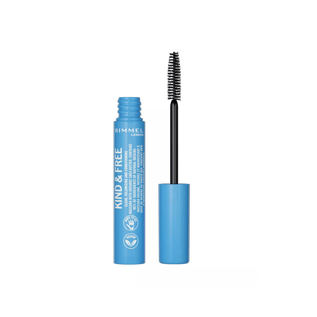 Rimmel máscara para pestañas kind & free color negro con manteca de karité orgánica y biotina.