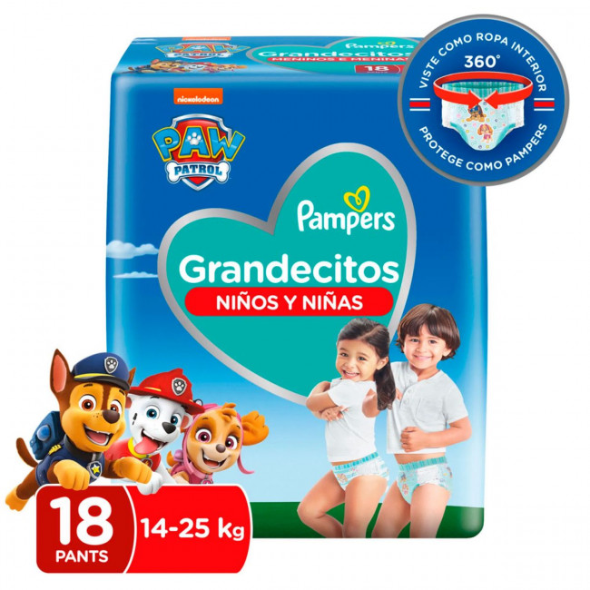 Pampers pants grandecitos niñas y niños xxg 18 unidades.