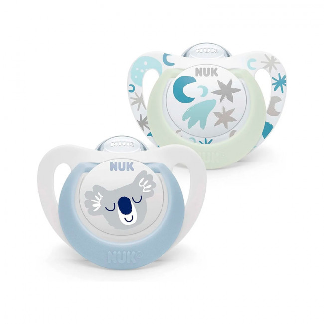 Nuk set chupetes x 2 unidades star day & nigth koala  celeste t1.