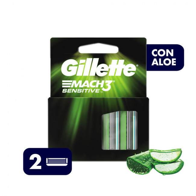 Mach3 repuesto afeitar x 2 cartuchos sensitive x2