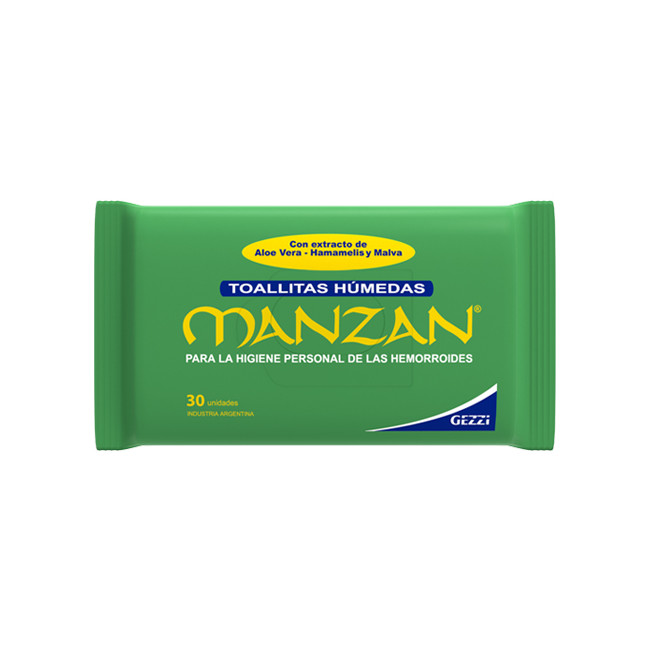 Manzan toallas húmedas x 30 unidades.