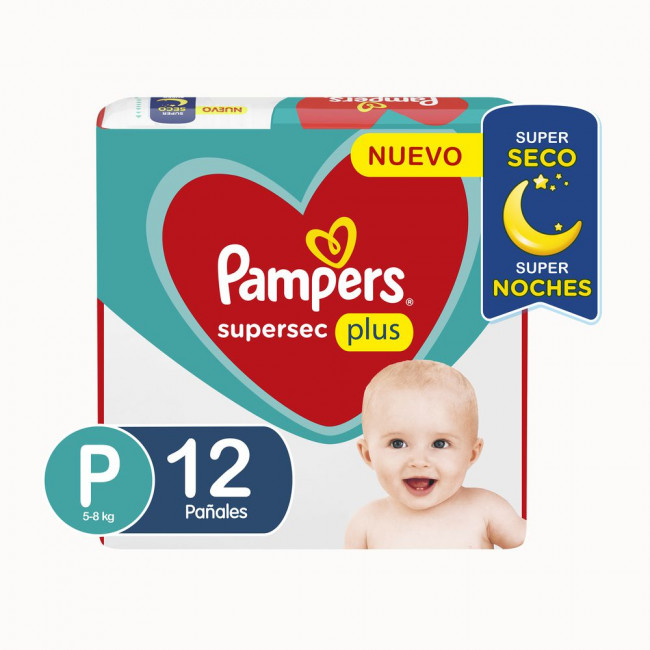 Pampers supersec plus pequeño x 12 unidades.