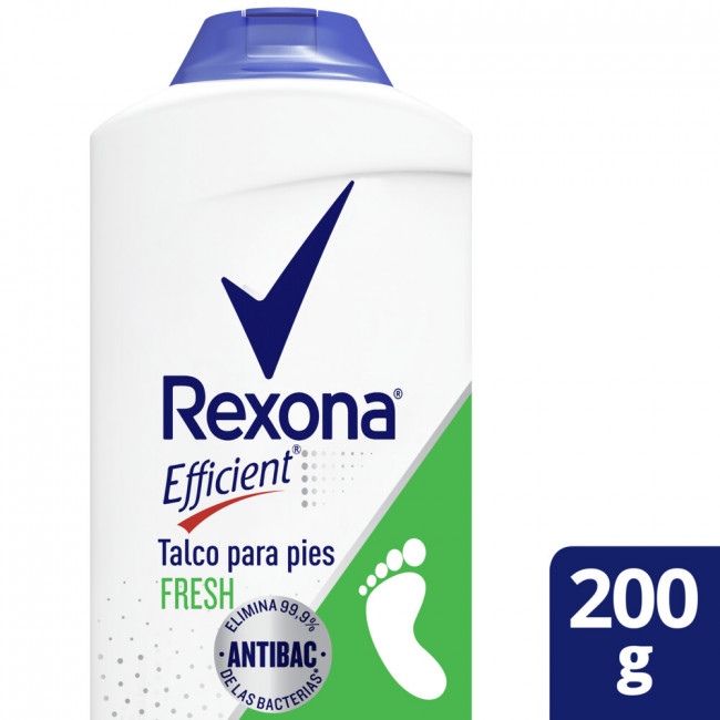 Rexona efficient talco desodorante para pies fresh x 200 grs.