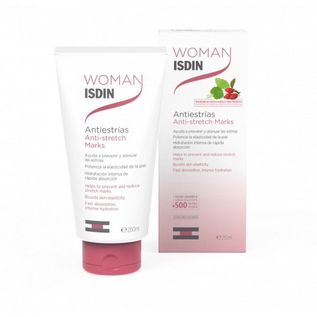 Isdin woman antiestrias,  rápida absorción contiene centella asiática,  rosa mosqueta, manteca de...