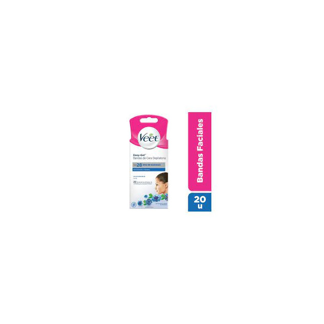 Veet banda depilatoria facial para piel sensible x 20 unidades.