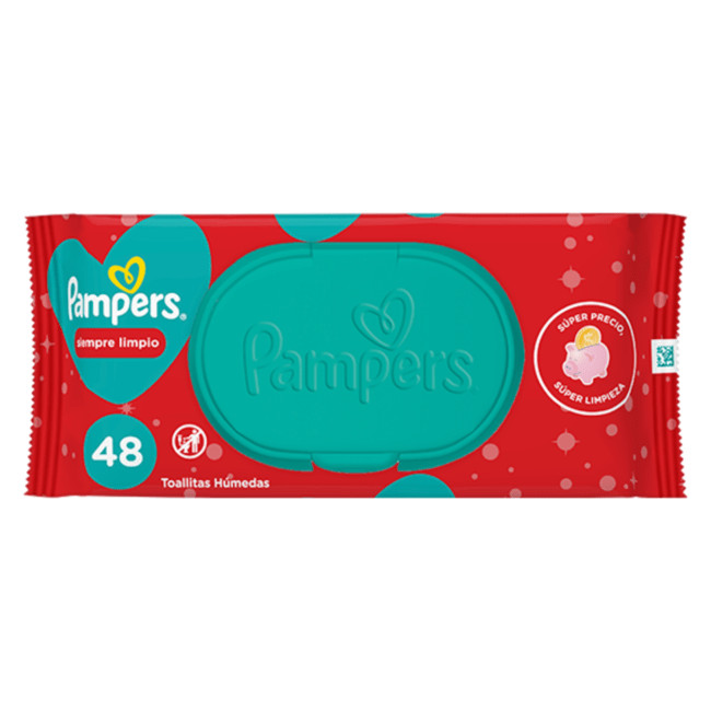 Pampers toallas húmedas siempre limpio x 48 unidades.