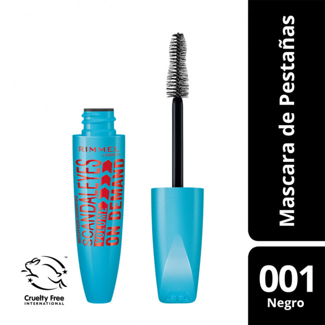 Rimmel máscara para pestañas scandaleyes a prueba de agua, color negro.