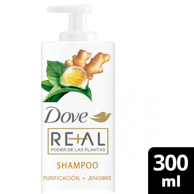 Dove shampoo purificante + jengibre para cabellos oleosos o mixtos x 300 ml.